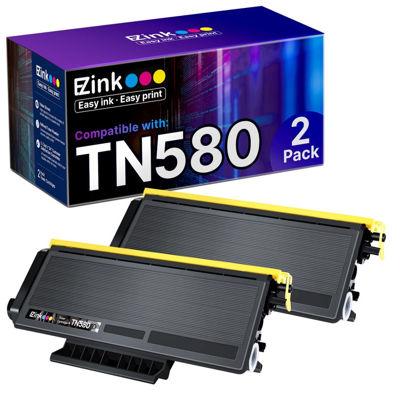 E-Z Ink Compatible Toner Cartridge Replacement for Brother TN580 TN650 TN550 TN620 High Yield Compatible with HL-5370DW HL-5340D DCP-8060 DCP-8065DN HL-5240 HL-5250DN MFC-8660DN (Black, 2 Pack) - Image 1